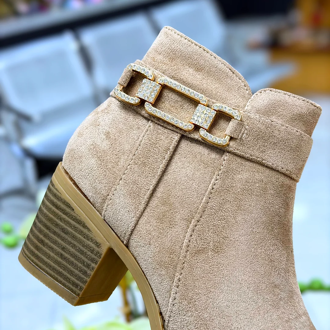 Foto de Botines Twins Dama Con Tacón Y Hebilla Brillante 2