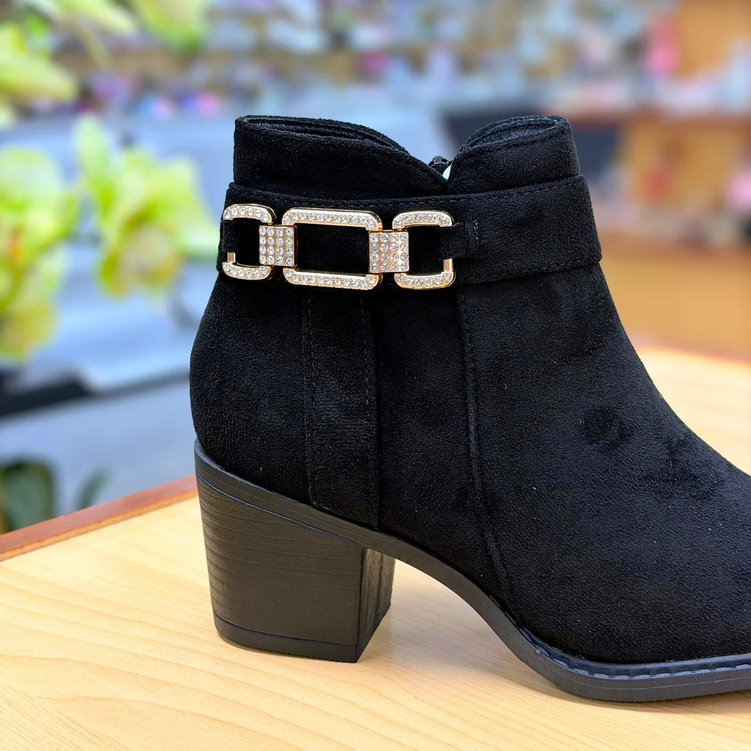 Foto de Botines Twins Dama Con Tacón Y Hebilla Brillante 3