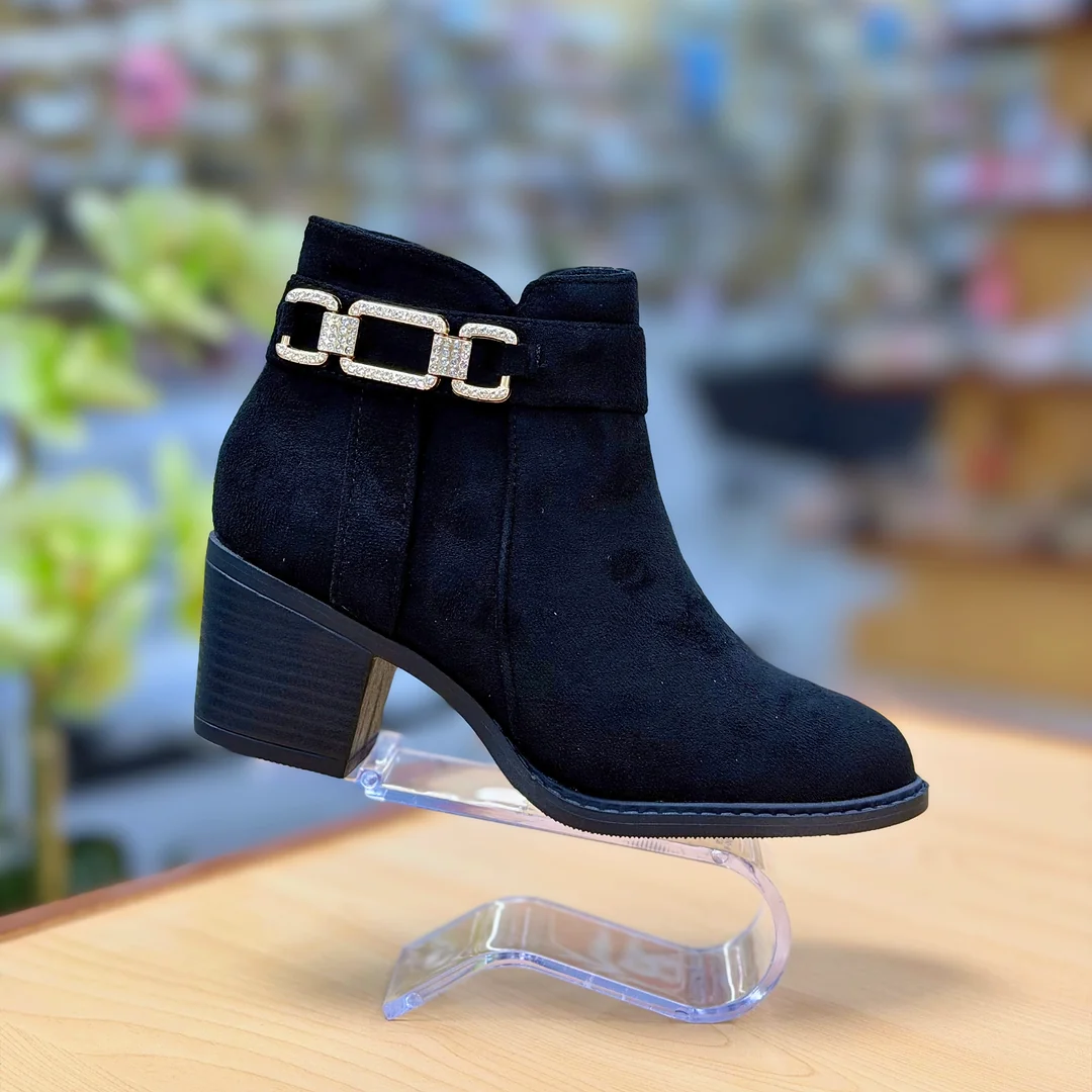 Foto de Botines Twins Dama Con Tacón Y Hebilla Brillante 5