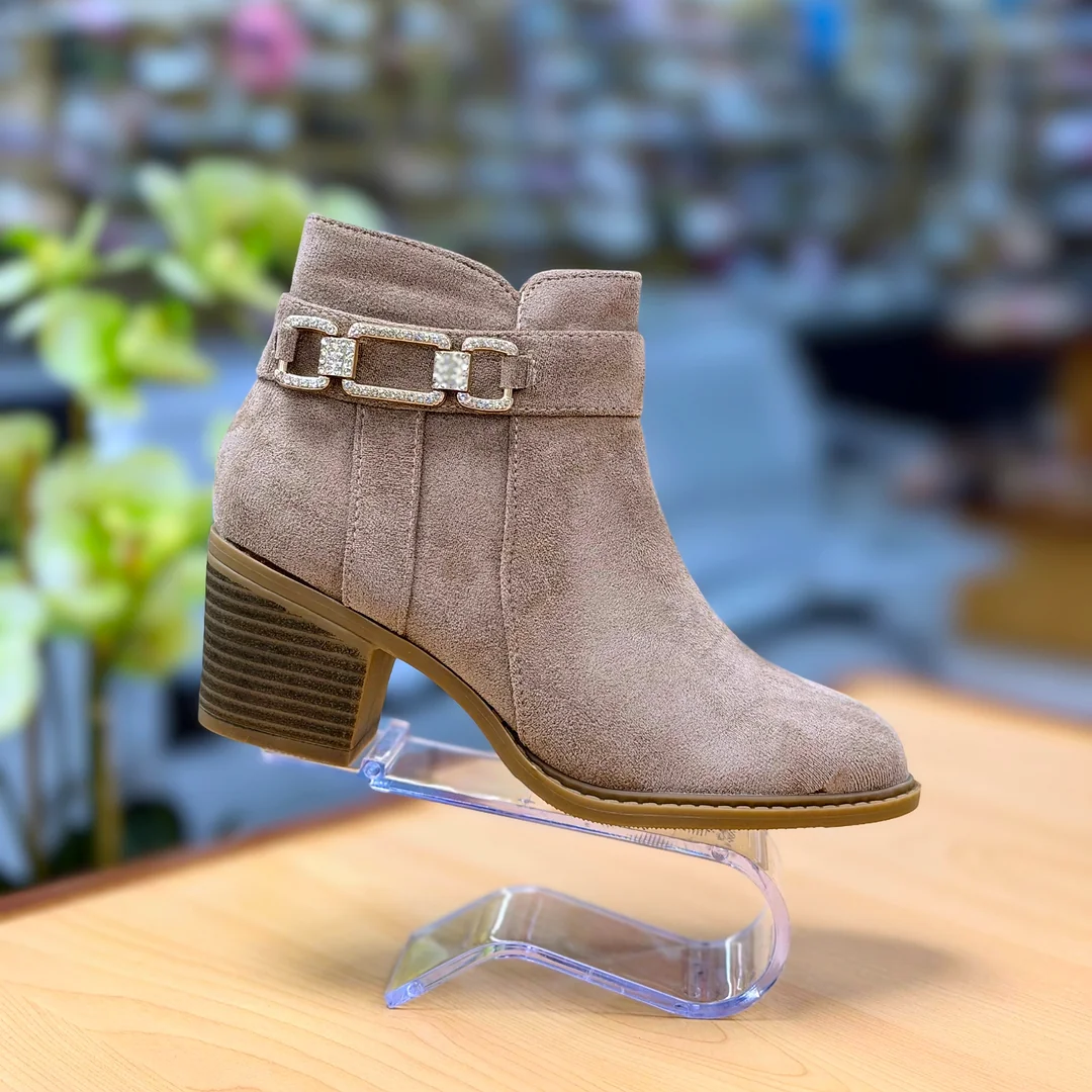 Foto de Botines Twins Dama Con Tacón Y Hebilla Brillante 4