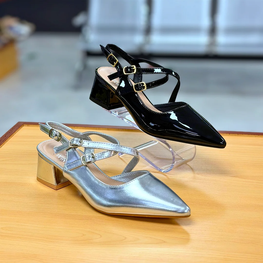 Foto de Zapatos Twins Tacón Bajo Elegante Mujer 1